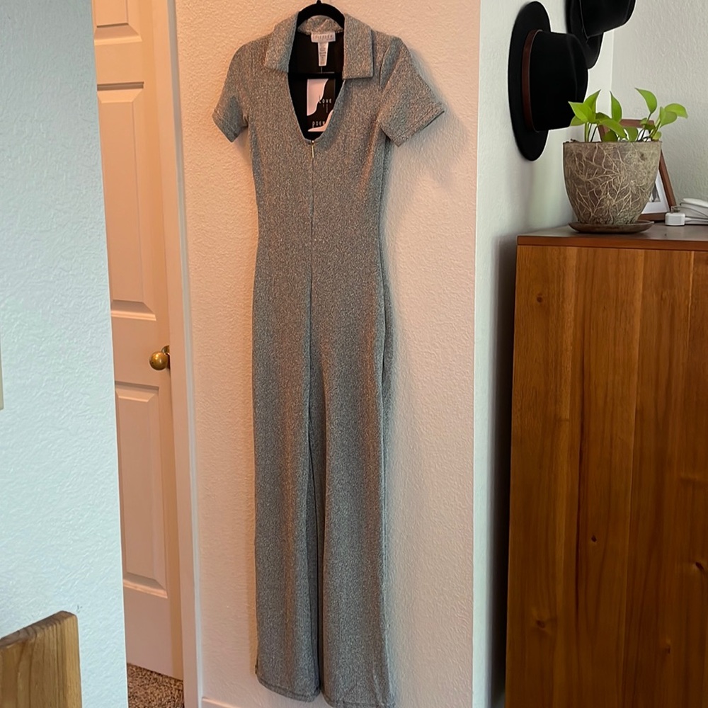 NWT Silver Collared Jumpsuit.